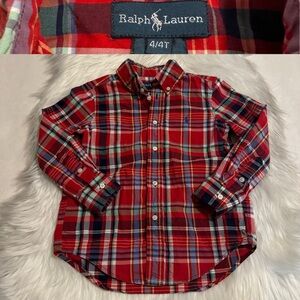 Ralph Lauren Red Plaid Oxford Shirt | Boys 4T